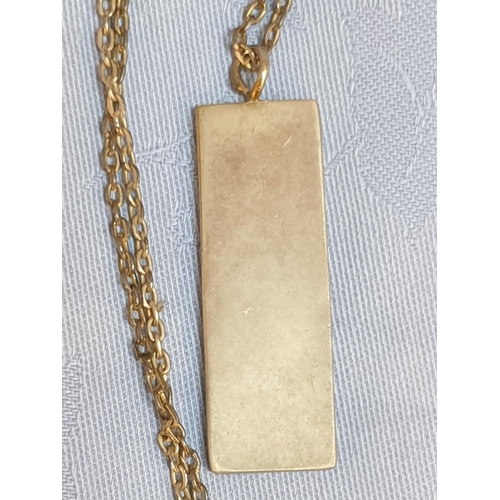 744 - Copper / Nickel Bar Pendant with Chain Together with White Metal Leaf Shape Brooche