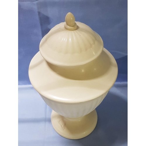 766 - Cream Colour Ceramic Decorative Urn with Lid (H:35cm)