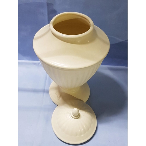 766 - Cream Colour Ceramic Decorative Urn with Lid (H:35cm)