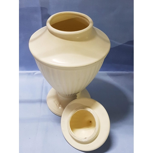 766 - Cream Colour Ceramic Decorative Urn with Lid (H:35cm)