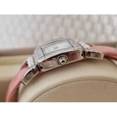 209A - Mikimoto Ladies Wrist Watch, Stainless Steel Case with Pearls on Pink Strap, Quartz, in Original Box... 