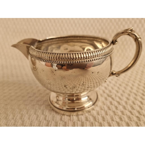 261 - Sterling Silver Art-Deco Style Twin Handled Sugar Bowl and Matching Milk Jug by 'Fisher', Engraved '... 