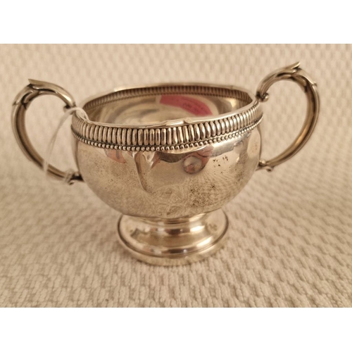 261 - Sterling Silver Art-Deco Style Twin Handled Sugar Bowl and Matching Milk Jug by 'Fisher', Engraved '... 