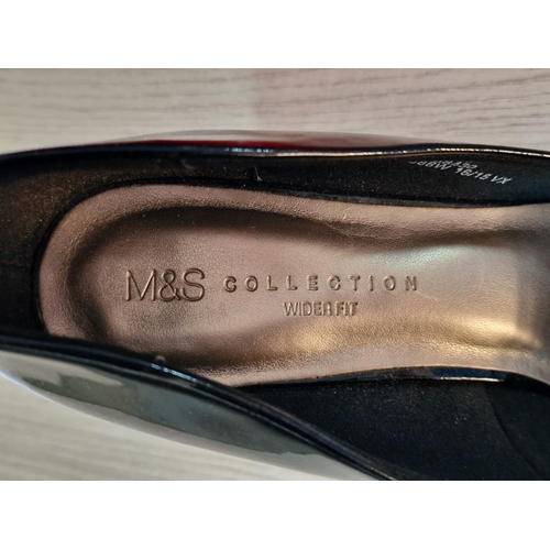 514 - 2 x Pairs of Ladies Shoes; Black High Heels, M&S Collection, Together with Silver Colour 'Donna Piu'... 