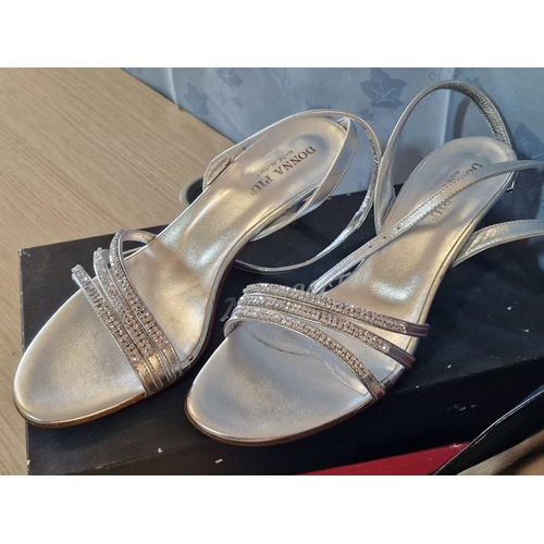 514 - 2 x Pairs of Ladies Shoes; Black High Heels, M&S Collection, Together with Silver Colour 'Donna Piu'... 