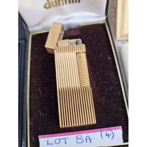 8A - Dunhill Gold Plated Rollagas Lighter, US.RE 24163, in Original Box with Papers, Together with 3 x Ot... 