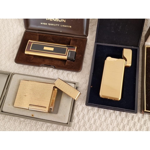 8A - Dunhill Gold Plated Rollagas Lighter, US.RE 24163, in Original Box with Papers, Together with 3 x Ot... 