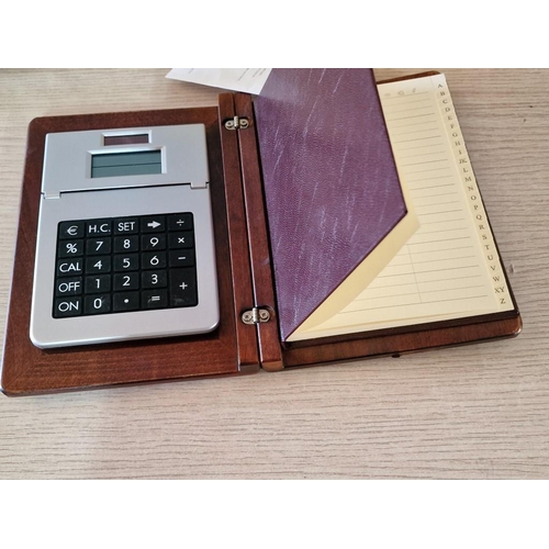 91 - Valenti & Co 'Book Style' Wood Address Book and Calculator with Leather Effect & Silver Decoration, ... 