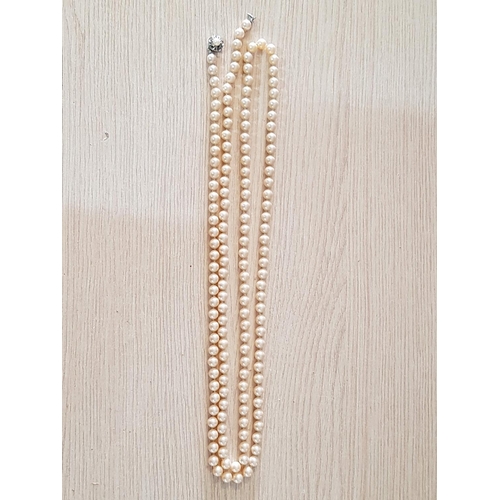 147 - Classic Long Necklaces of Pearls with Decorative Clasp (L:145cm)