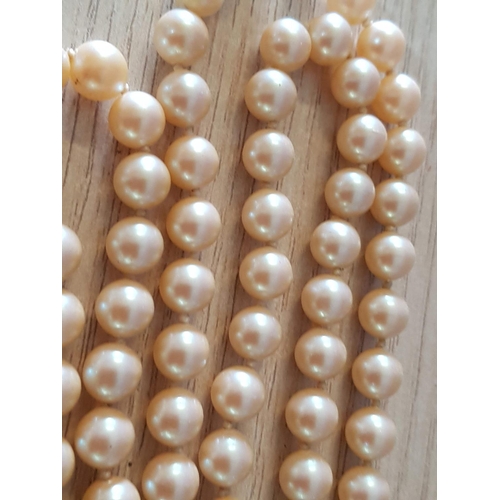 147 - Classic Long Necklaces of Pearls with Decorative Clasp (L:145cm)