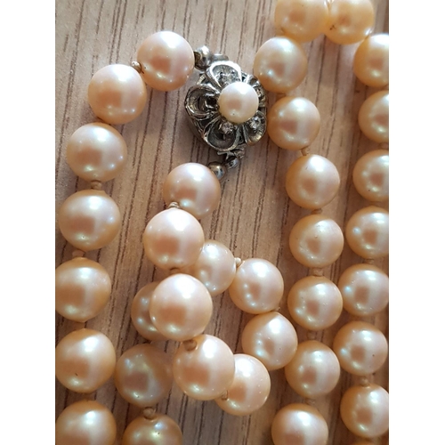 147 - Classic Long Necklaces of Pearls with Decorative Clasp (L:145cm)