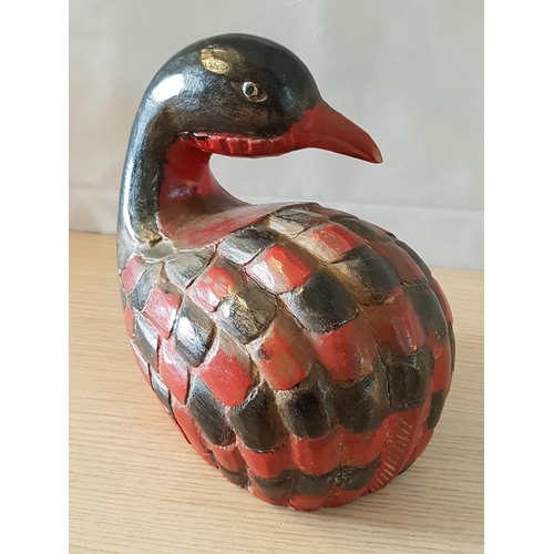 152 - Vintage Hand Made / Hand Painted Wooden Duck Sculpture, Approx 20 x 22cm