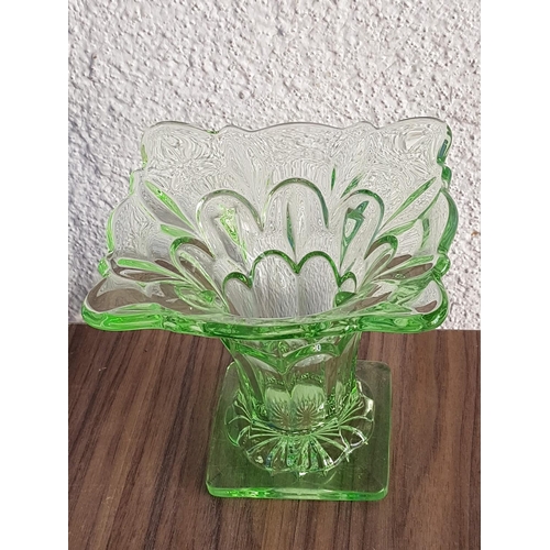 158 - Retro Green Glass Vase (Probably Uranium Glass), (H:18cm)