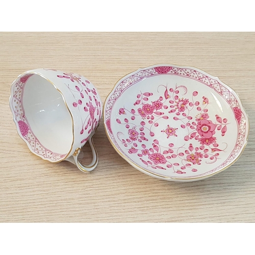 161 - Meissen Pink & Onion Pattern Coffee / Tea inc; Pot, 2 x Cups, 2 x Saucers, 1 x Plate (Blue Crossed S... 