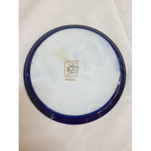 205 - 2 x Vintage Limoges Cobalt Blue / Gold Decorated Small Plates