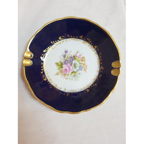 205 - 2 x Vintage Limoges Cobalt Blue / Gold Decorated Small Plates