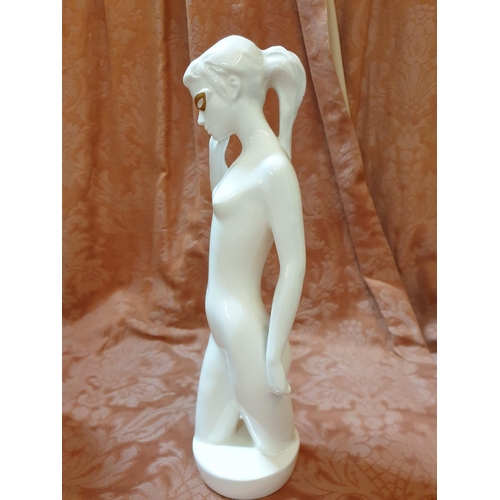 206 - Vintage Ceramic White Nude Figure / Gold Tone Glasses