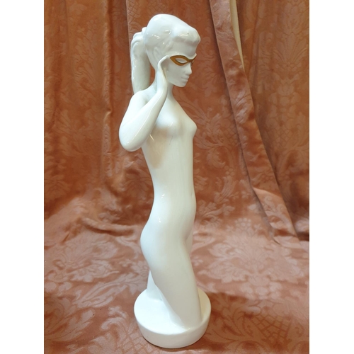 206 - Vintage Ceramic White Nude Figure / Gold Tone Glasses