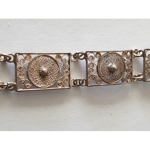 210 - Lefkara Style Filigree Pattern Silver (.900) Bracelet, Total Weight 11gr, L:19.5cm