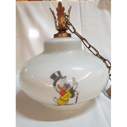 232 - Vintage 1960's - 1970's Era Dsney Themed Ceiling Lamp, Featuring Mickey Mouse, Donald Suck, Pluto an... 