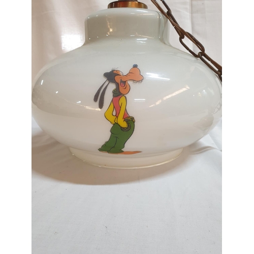 232 - Vintage 1960's - 1970's Era Dsney Themed Ceiling Lamp, Featuring Mickey Mouse, Donald Suck, Pluto an... 