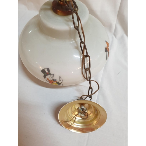 232 - Vintage 1960's - 1970's Era Dsney Themed Ceiling Lamp, Featuring Mickey Mouse, Donald Suck, Pluto an... 