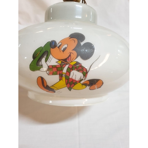 232 - Vintage 1960's - 1970's Era Dsney Themed Ceiling Lamp, Featuring Mickey Mouse, Donald Suck, Pluto an... 