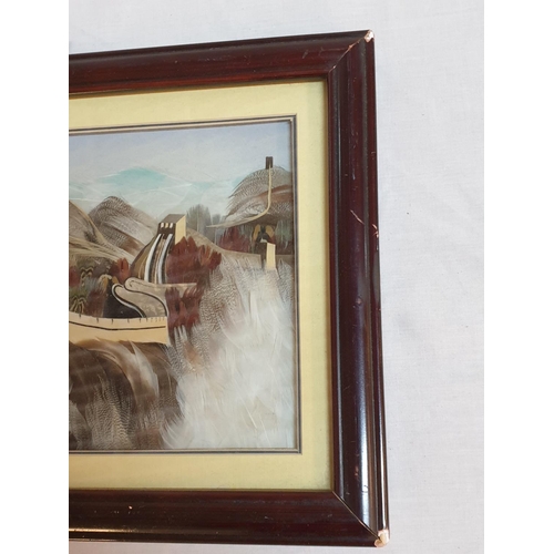 242 - Vintage 3D Feather Picture Great Wall of China