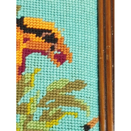 243 - Vintage Bird Tapestry in Brown Frame