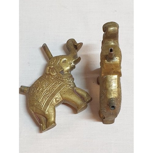 245 - Collection of 4 x Vintage Brass Indian Elephant Figure, Fittings