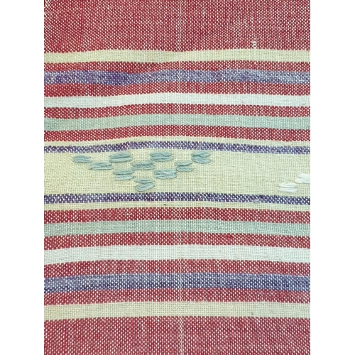 247 - 2 x Hand Made Antique / Vintage Cypriot Woolen / Woven Runners (2cm x 52cm & 190cm x 52cm)