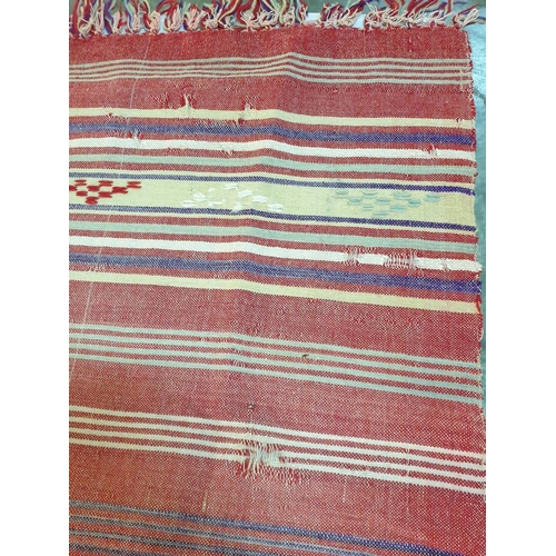 247 - 2 x Hand Made Antique / Vintage Cypriot Woolen / Woven Runners (2cm x 52cm & 190cm x 52cm)