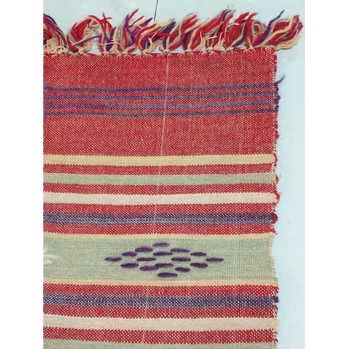 247 - 2 x Hand Made Antique / Vintage Cypriot Woolen / Woven Runners (2cm x 52cm & 190cm x 52cm)