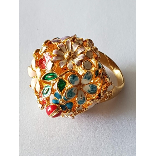 345 - Fancy Rings with Floral Pattern, Size M and Decorated with Turquoise Stone, Size R Believed to be St... 