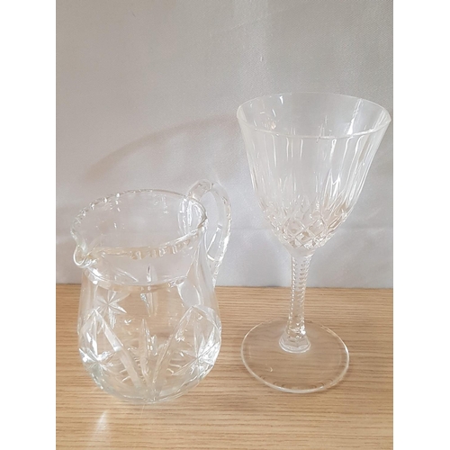 576 - Crystal Assorted Collection; Vase (H:18cm) Bell (H:20cm) Cream / Milk Jug (H:10.5cm) Sherry Glass (4... 