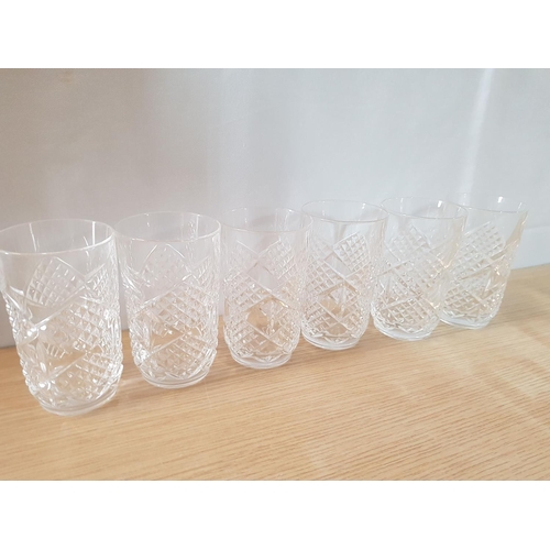 577 - Retro Cut Glass Set of 6 x Water Glasses and 6 x Matching Wine Glasses