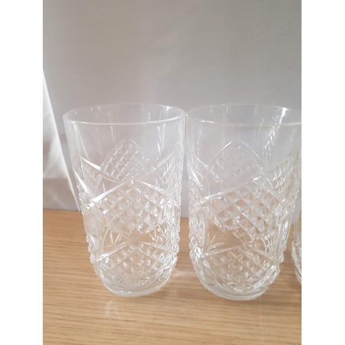 577 - Retro Cut Glass Set of 6 x Water Glasses and 6 x Matching Wine Glasses