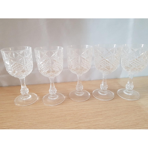 577 - Retro Cut Glass Set of 6 x Water Glasses and 6 x Matching Wine Glasses