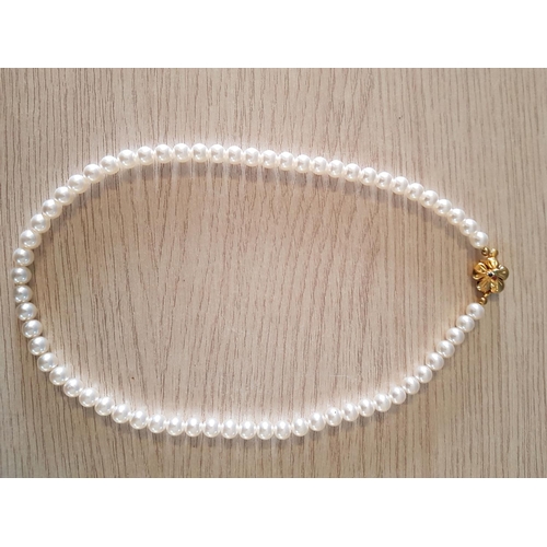 583 - Vintage Jewellery Pearl Necklace with Decorative Clasp (L:51cm) and White Metal Bracelet Decorated w... 