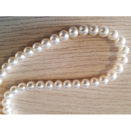 583 - Vintage Jewellery Pearl Necklace with Decorative Clasp (L:51cm) and White Metal Bracelet Decorated w... 