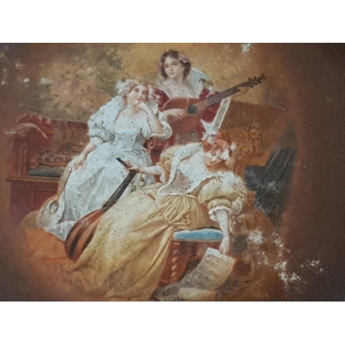 584 - Antique Style Decorative Plate / Bowl with Floral Rin and Women Playing Music in Center (Ø25cm)