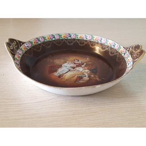 584 - Antique Style Decorative Plate / Bowl with Floral Rin and Women Playing Music in Center (Ø25cm)