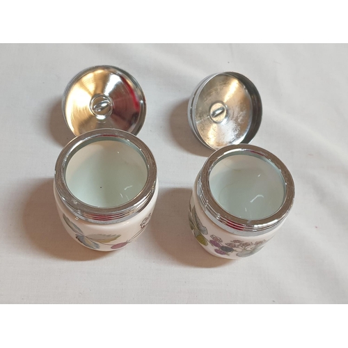 225 - Vintage Collection of 3 x Royal Worcester Egg Coddler with Chrome Lids, Porcelain Made in England