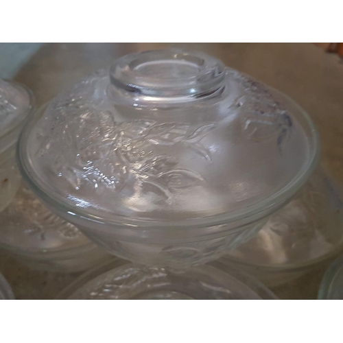 257 - Retro Cut Glass Bon - Bon Bowls / Dishes with Lid (Floral Patter), (8)