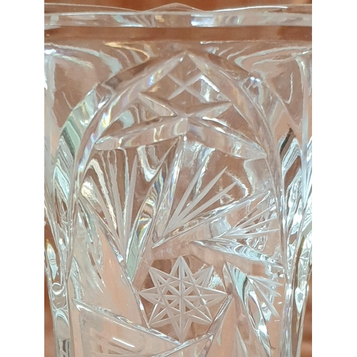 343 - Bohemia Style Heavy Deep Cut Crystal Vase (H:25cm)