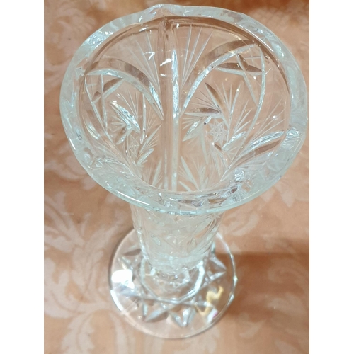 343 - Bohemia Style Heavy Deep Cut Crystal Vase (H:25cm)