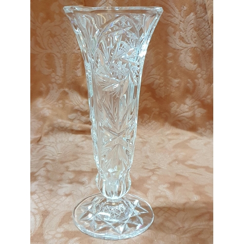 343 - Bohemia Style Heavy Deep Cut Crystal Vase (H:25cm)