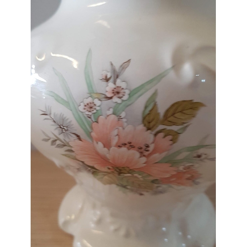 527 - Ceramic Vintage Style Wash Bowl with Pitcher White with Floral Pattern (Bowl Ø24.5cm x H:10cm / Pitc... 