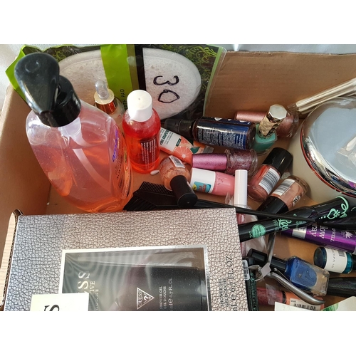 546 - Large Box of Beauty Accessories Mirror, Cosmetic Brushes, Tweezers and Many Others