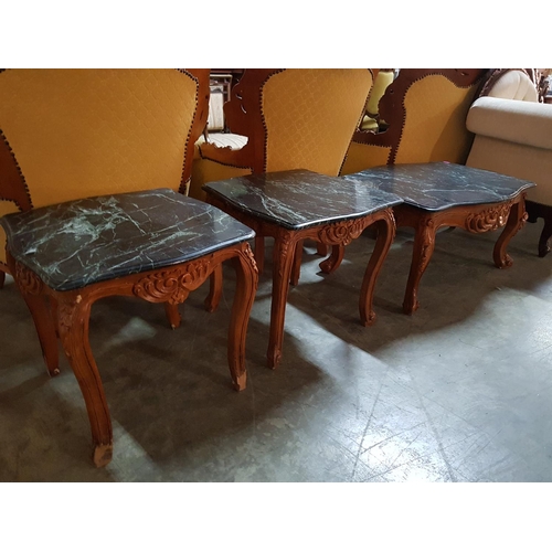 125 - Classical Style Coffee Table Set; Coffee Table (96 x 72 x 50cm) and 2 x Side Tables (59 x 60 x 58cm ... 